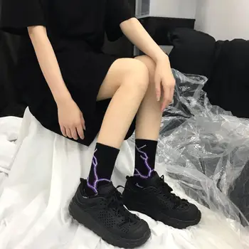 Kórejský Štýl Harajuku Skateboard Dlhé Ponožky Kreatívny Zábava Lightning Hip Hop Štýle Unisex Ponožky Ulici Pár Ponožky 1