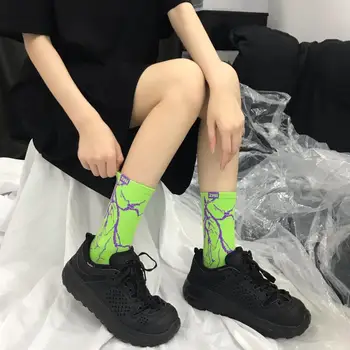 Kórejský Štýl Harajuku Skateboard Dlhé Ponožky Kreatívny Zábava Lightning Hip Hop Štýle Unisex Ponožky Ulici Pár Ponožky 2
