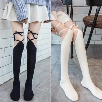 Lolita Cross-tie Viac-podkolienky Sexy Dlhé Trubice Jk Jednotné Teľa Ponožky Žena Japonský Stredné a Vysoké Trubice Pančuchy Roztomilý Žena