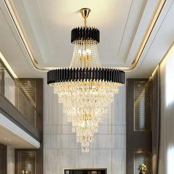Luxusný Moderný Luster Pre Obývacia Izba Zlato Domov Zdobia Schodisko Lampa Veľkých Zariadenie Špirála Dizajn Chodbe Cristal Svetlo