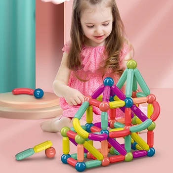 Magnetické Stick Stavebné Bloky Nastaviť Deti DIY Magnet Rod Gule Výstavby Hra Kmeňových Vzdelávacie Hračky Pre Deti Darček