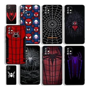 Marvel Spiderman Logo Pre Samsung A73 A72 A71 A52 A53 A51 A41 A32 A33 A22 A31 A21S A12 A13 A03S A02 5G Black Telefón Prípade