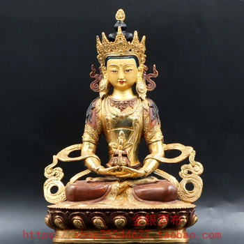 Meď polovicu zlata proces Amitájuse Buddha Zreteľom všetkými bytosťami so súcitom Veľkosť sedem palcov (21 cm)