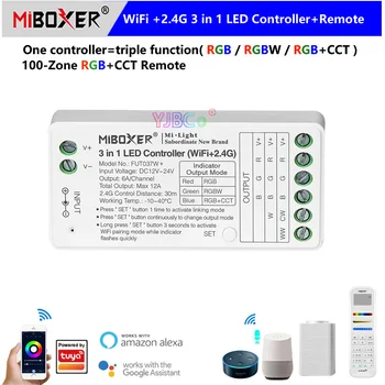 Miboxer 2.4 G+WiFi 3 v 1 LED Pásy, RGB Controller/RGBW/RGB+SCS Stmievač Tuya Smart App/Hlasové Ovládanie 2.4 100 G-Zóna RGB+Diaľkové CCT