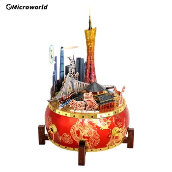 Microworld 3D Kovov Puzzle Čínska Vystupoval Provincie Guangdong Budov Model DIY Laserom Rezané Skladačka Narodeninám Darčeky Pre Deti Teen