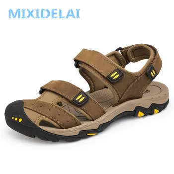 MIXIDELAI Nové Módne Letné Vonkajšie Pláži Priedušná Mužov Sandále Originálne Kožené pánske Sandále Muž Príčinné Topánky Plus Veľkosť 39-47