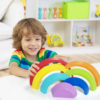 Montessori hračky Rainbow Priateľmi Peg Bábiky Hračky Dieťa 12PCS Drevené Predstierať, že Hrať Ľudí, číselné Údaje pre Deti Plavidlá, drevené kocky, Hračky 4
