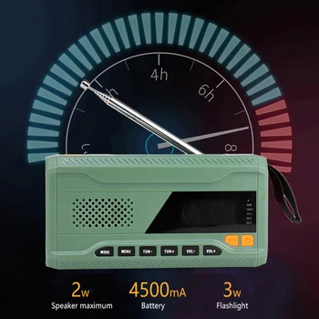 Multifunkčné Núdzové Rádio Handcrank Solárne SOS Alarm, Plastové Ručne Kľukou Rádio 1.7 Palcový LCD Displej DAB Bluetooth-kompatibilné