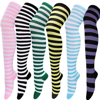 Móda Bavlna Prekladané Dlhé Ponožky Žien Sexi Stehná Vysoké Ponožky Nad Kolená Vysoké Vianočné Pančuchy Ponožky