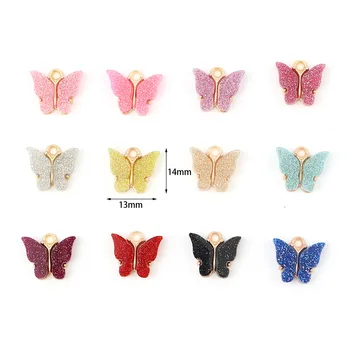 Móda Krásny Motýľ Charms Zvierat Zlatá Farba Lesk zobrazili kľúčové tlačidlá Pre diy Šperky Zistenia Tvorby 14 mm x 13mm, 10 Ks