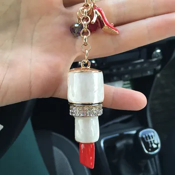 Móda tvorivé drahokamu osobnosti rúž auto keychain žena aktovka prívesok kovový prívesok na krúžok darček 5