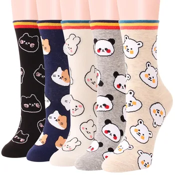 Móda Zvierat Ženy Bavlnené Ponožky Panda Líška, Zajac, Pes Kórea Harajuku Kawaii Roztomilé Dievčatá Bežné Radi Vtipné Ponožky Moda Mujer Soks