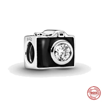 Nové 925 Sterling Silver Perličiek Vintage Camera Kúzlo Fit Pôvodné Pandora Náramok DIY Šperky Pre Ženy Diy Šperky Robiť
