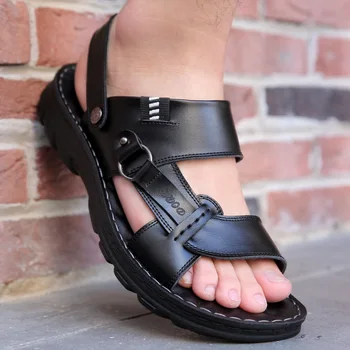 Nové Originálne Kožené pánske Sandále Otvorené Prst Pošmyknúť Na Módne členkové Topánky Muži, Rímsky štýl Letné Plážové Sandále Sandalias Hombre