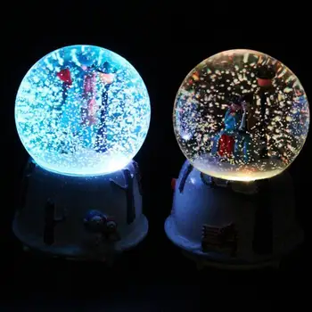 Nočné Svetlo Music Box Crystal Ball Plavidlá Domov Plochy Dekor Snow Globe Sklo Svadobný Dar Zimné Milovníkov Snehová Guľa S Snowflake 4
