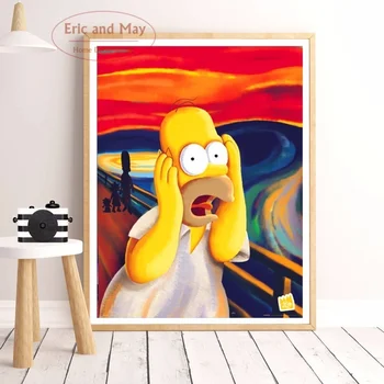 Pinka Homer Simpson Kričať Plátno Art Print Maľovanie Plagátu Obrazov Na Stenu Pre Obývacia Izba Dekorácie Domova Bez Rámu