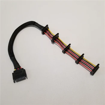 Predlžovacie SATA Kábel 15 kolíkový 1 až 5 Splitter Pevný Disk Zostaviť Kábel Drôt 40 cm