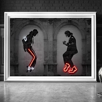 Pulp Fiction Neon Tlač Plagátu Wall Art Obraz Ulici Graffiti Vytlačiť Michael Jackson Tanečné Plátno Na Maľovanie Domova