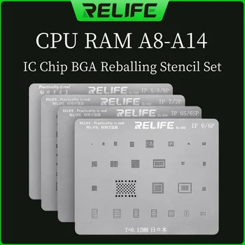 RELIFE RL-044 CPU RAM A8/A9/A10/A1/A12/A13/A14/A15 IC Čip BGA Reballing Vzorkovníka Nastaviť Rastlín Tin Ocele Oka Pre iPhone 6-13 Série