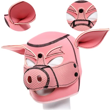 Rol Pink Ošípaných Pighead Sexy Cosplay Kostým Plnú Hlavu Masku Mäkké Čalúnená Latexu Odnímateľné Hračky