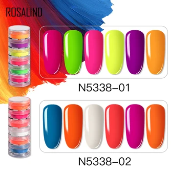 ROSALINDA 6 Neónové Farby v Prášku Integrovať Svetlé Pre Nail Art Design Nechtov Prachu je Potrebné Základný vrchný Náter Dekorácie Pigment Prášok