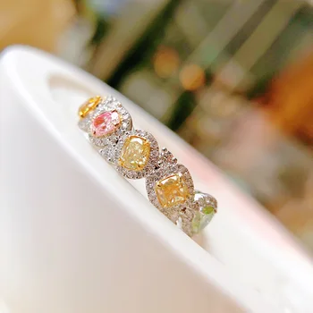 Roztomilý Hruška Drop Krúžky Striebornú Farbu a Pôvab Crystal Žltá, Ružová, Zelená Zapojenie Geometrické Prstene pre Ženy Módne Šperky 3