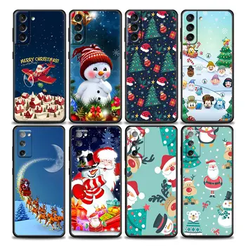S22Ultra Pre Samsung Galaxy S21 S20 FE S22 Ultra S10 S9 S8 Plus Telefón Prípade Fundas Kryt Veselé Vianočné Darčeky Santa Claus Snehuliak