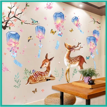 [SHIJUEHEZI] Jeleň Zvierat Stenu, Nálepky DIY Kongming Svietidlá Stenu pre Deti Izby Detská Spálňa Detská Domáce Dekorácie