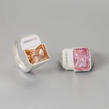 Silvology Reálne 925 Sterling Silver Tvárou Crystal Prstene pre Ženy Originálny Dizajn Oranžová Ružová List Krúžky 2022 Luxusné Šperky