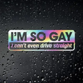 Som Tak Gay nemôžem Ani ísť Rovno Zábavné Olej Klzký Auto Nálepky, Vinyl Odtlačkový Samolepku, Zábavné LGBTQ Nálepky, Hranolové