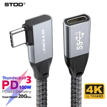 USBC Predlžovací Kábel USB, C Koleno Pravom Uhle Doľava 100W PD Typu C, Displej 4K Monitora USB-C 90 ° Typ-C Extender Predĺžiť Kábel 1