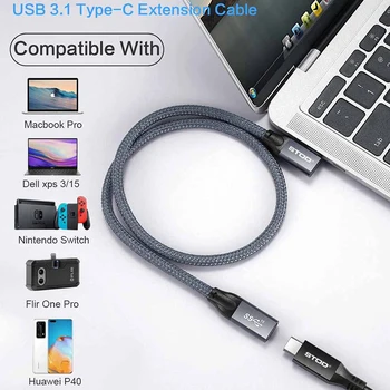 USBC Predlžovací Kábel USB, C Koleno Pravom Uhle Doľava 100W PD Typu C, Displej 4K Monitora USB-C 90 ° Typ-C Extender Predĺžiť Kábel 3