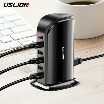 USLION 5 Port Nabíjačku USB HUB, LED Displej, Multi USB Nabíjací Dock Stanica Univerzálny Mobilný Telefón Ploche Steny Domov EÚ, UK, Zapojte