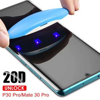 UV Lepidlo Screen Protector Pre Huawei Mate 30 20 Pro Tvrdeného Skla Úplné Pokrytie Pre Mate 20 Pro P30 Lite Tekuté Sklo P20 P30 Pro
