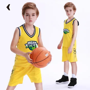 Veľkoobchod Lacné Deti Basketbal Uniformy Vlastné Deti, 100% Polyester Mesh Návrat Priedušná Basketbal Tričko Pre Chlapcov F008