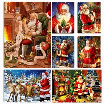 Vianočné Dekorácie Plátno Na Maľovanie Zábavné Santa Claus, Ktorí Chcú Loptu Elk Obrázok Tlače Plagát Na Stenu Umenie Vianočný Darček Domova