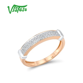 VISTOSO Čistý 14K 585 Dva-Tón Zlaté Prstene Pre Ženy Večný Klasické Šumivé Diamantový Prsteň Výročie Svadobný Dar, Jemné Šperky