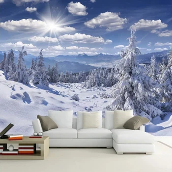Vlastné Nástenné Tapety 3D Stereo Modrú Oblohu A Biele Oblaky Snehu Scenérie Fresco Obývacia Izba Gauč TV Spálňa Abstraktných De Parede Sala