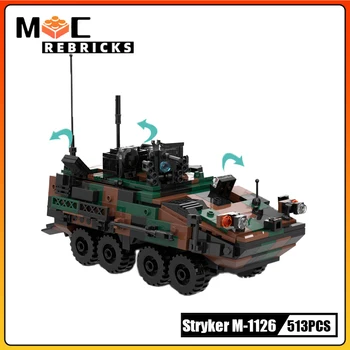 Vojenské Série Stryker M-1126 pechoty, Obrnených Vozidiel Načítateľné Údaje MOC stavebným Model Hračka Nastaviť Detí Darček