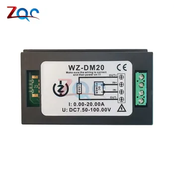 Vysoká Presnosť DC 7.5 -100V 0 -20A Digitálny Displej LCD Multimeter Napätia, Prúdu Energie Monitor Tester Voltmeter Ammeter 1