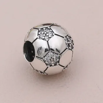 Zaručená Kvalita Šumivé Futbal 925 Sterling Silver Perličiek Fit Pôvodné Pandora Prívesky Mybeboa Náramok Ženy DIY Šperky