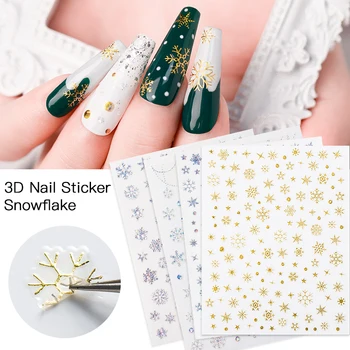 Zlatá Farba Snowflake Nail Art Nálepky 3D Vianočné Vzory Lepidlo Jazdcov Pre Nechty, Fólie, Nálepky Manikúra Dekorácie