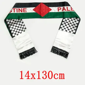 zwjflagshow 14*130 cm Palestíny vlajka Vlastný Šál futbalový tím Šatku Tlač Satin Palestínske Vlajky Šatku