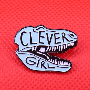 Šikovné dievčatko smalt pin dinosaura brošňa raptor zuby odznak feministické kolíky roztomilý zvierat šperky, darčeky pre ženy, príslušenstvo