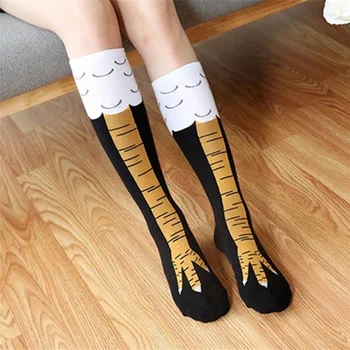 Ženy Nad Kolená Ponožky 3D Tlač Zábavné Kuracie Cartoon Bavlnené Pančuchy Kvalitné Kreatívne Ainimals Roztomilý