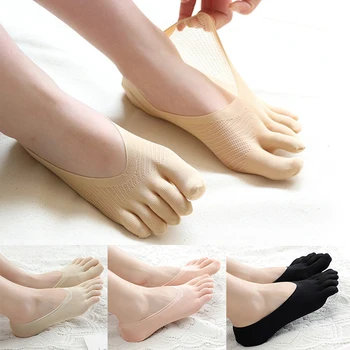 Ženy Roztomilé Ponožky Päť Prstov Ponožky Ultratenké Vtipný Prst Neviditeľné Ponožky s Silikónový Anti-Protišmykové Priedušná valivé Dropship