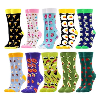 Ženy Zábavné Ponožky S Potlačou Bavlna Farebné Novinka Roztomilé Ponožky Cartoon Avokádo Sushi Potravín, Ovocia Módne Šťastný Mužov Posádky Ponožky