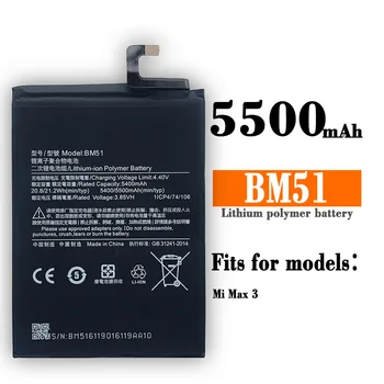 100% Pôvodnej BM51 5500mAh Batérie Pre Xiao Mi Max 3 Max3 BM51 Vysokej Kvality Telefón Náhradné Batérie Lítiová Batéria
