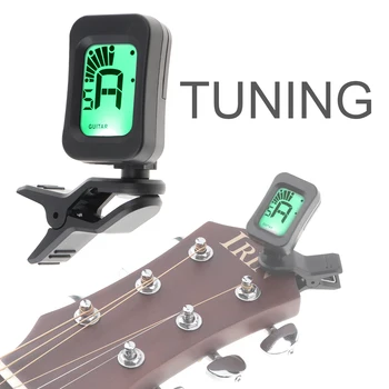 Klip Na Guitar Tuner Prenosný Univerzálny LCD Displej Digitálny Tuner pre Chromatické Gitara / Drumbľa / Bass / Husle